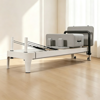 Plataforma de Entrenamiento de Pilates de Aluminio con Rieles Completos, Color Blanco, para Gimnasio en Casa, Ejercicio Personal, Entrenamiento Diario Profesional de Pilates