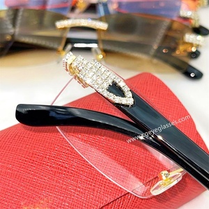 <span class=keywords><strong>Occhiali</strong></span> da Sole Rettangolari Senza Montatura Stile Retrò con Diamanti, Design di Marca per Uomo, Lenti Sfumate con Strass 2022 - Product Image 5