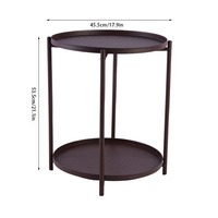 Table d'appoint multifonctionnelle à 2 niveaux avec plateau, structure en fer résistante à la rouille, table compacte pour boissons et collations, idéale pour les petits salons