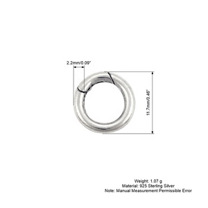 Cierre redondo de resorte de Plata de Ley 925, soporte para abalorios, Clip de anillo redondo para joyería, pulsera, collar, 10mm, 12mm, 14mm, 16, 18 y 20 mm - Product Image 6