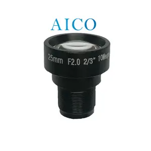 2/3" sensor m12 thread 0.5mm s mount F2.0 25mm fixed iris m12 10 megapixel fa cctv board camera lens with 10mp