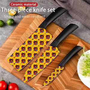 Juego de 3 Cuchillos de Cocina con Diseño Nuevo, Hojas de Cerámica, Mangos de Plástico, Entrega Rápida Personalizada, Alta Calidad, Venta al por Mayor de Fábrica - Product Image 3