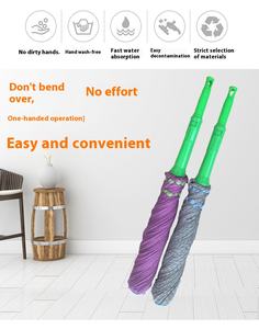 Mopa de Microfibra al por Mayor, Fácil de Escurrir, Manos Libres, para Limpieza de Pisos, con Mango Largo, Autoescurrible - Product Image 5