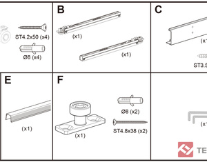 Verdecktes Innenschiebetürsystem mit Aluminiumschiene und Zubehör Schiebetürbeschläge für Holztüren - Product Image 6