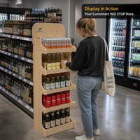 Exhibidor de Madera de 5 Niveles Personalizado para Tienda de Bebidas, Estante de Madera para Piso, Fácil de Montar, Exhibidor para Tienda, Certificado FSC, OEM