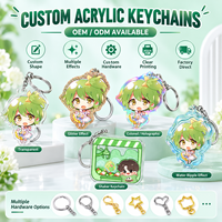 Porte-clés en acrylique personnalisé à effet d'ondulation d'eau, double face, avec breloque anime et dessin animé, fournisseur OEM en gros