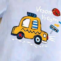 Jumpsuit Bayi Summer Infant Bermotif Mobil 100% Katun dengan Kancing Tekan untuk Bayi Laki-laki