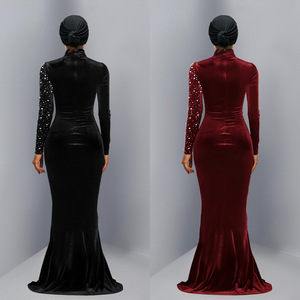 Robe de Soirée Élégante en Velours et Paillettes pour Femme, Robe de Bal Formelle de Luxe pour Banquet, Coupe A-Line Midi Moulante Splendide 2025 - Product Image 3