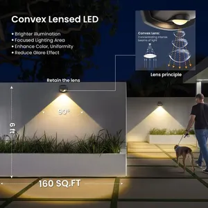 Nouvelle lampe murale solaire LED IP65 avec batterie, double couleur, pour clôture extérieure, miroir convexe et éclairage de passerelle extérieure - Product Image 5