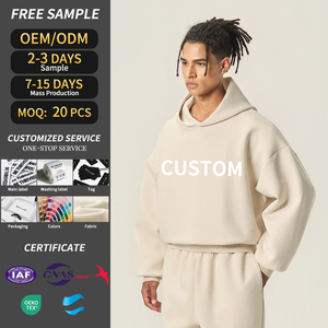 Produsen Logo kustom Hoodie kualitas tinggi katun poliester Pullover pria Streetwear penting Hoodie & Sweatshirt - Product Image 1