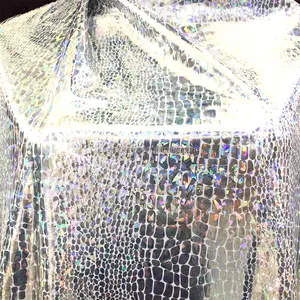 Custom High Shine Shiny Snake Polyester Glitter Printing Metallic Spandex 4 Way Stretch Lame Foil Hologram Cloth Fabric