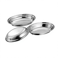 Vente en gros : Plateau de service ovale en acier inoxydable, assiette de table pour servir les plats, les collations, le curry, vaisselle de table, bols