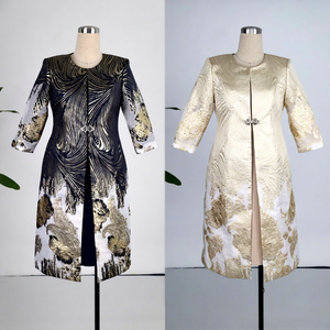 Trajes de Vestir Largos Formales con Estampado de Hojas hasta la Rodilla para Mujer, Conjuntos de Ropa Personalizados de Tallas Grandes para Eventos de Iglesia 100% - Product Image 1