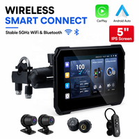 Carplay pour motos, DVR pour moto, 500 NITS, IP67, étanche, écran IPS 5 pouces 854*480 avec DVR, TPMS, Carplay