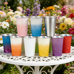 Red Wholesale Disposable 14oz Aluminum Cup 400ml Coffee Concert Metal Beer Cup With Logo Cold Drinking Recyclable Color Changing - Product Image 1