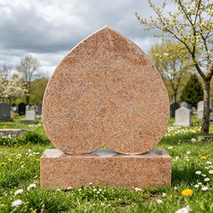 Pink Granite Heart Shaped Tombstone, Polished Natural <strong>Stone</strong> Cemetery <strong>Memorial</strong> Headstone <strong>for</strong> Love Themed Funeral <strong>Graves</strong> - Product Image 1