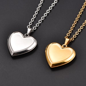 Pendentif Médaillon Cœur Mignon en Acier Inoxydable pour Photos, Collier DIY pour Femmes et Hommes, Cadre Photo Commémoratif, Breloque Chaîne, Bijou en Métal - Product Image 2