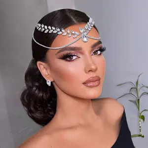 Rhinestone kafa zinciri düğün kafa gelin Headpieces düğün inci gelin için saç aksesuarları takı gelin tacı Crowns