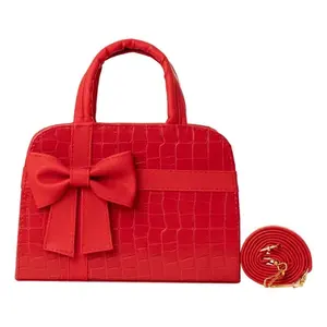 Sac bandoulière rouge pour femme Fana Tere, motif crocodile, décoration nœud, avec poignées, pour toutes les saisons, usage quotidien - Product Image 1