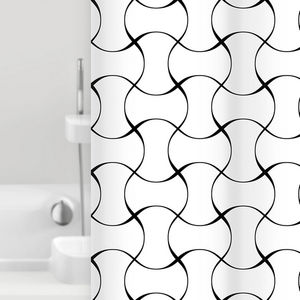 Cortina de ducha de tela Liana, 180x200 cm, decoración de baño con diseño geométrico moderno - Product Image 1