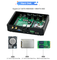 Eglobal Intel Core i7 4650U sin ventilador de doble núcleo Mini PC 6COM Dual LAN 8GB D3 Computadora de escritorio Win10 GPIO LPT Industrial Tiny PC