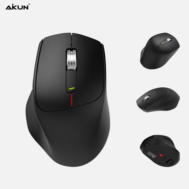 AIKUN BT300-XR Home Office Used Wireless Rechargeable Optical Mouse,BT5.0/3.0+2.4G,800/1200/1600DPI,Multi OS and Device