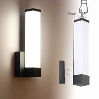 Applique murale magnétique noire 12W 4000K avec interrupteur tactile, rechargeable par USB, pour chambre à coucher, lampe murale de chevet