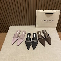 Nouveau grande taille 35-43 femmes élégantes sandales à bout pointu plat avec demi-chaussures pointues doux pantoufles à talons courts sandales diapositives