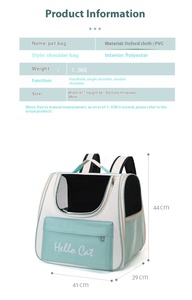 Bán Buôn Sang Trọng Xách Tay Mèo Du Lịch Tàu Sân Bay Oxford Ba Lô Dây Kéo Đóng Cửa Thời Trang Công Suất Lớn Kích Thước Trung Bình Mèo Thư - Product Image 4