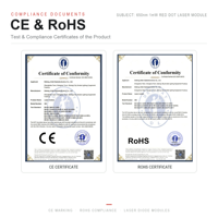 Module laser rouge 650 nm 1 mW, tête laser compacte 6x12 mm à mise au point interne, OEM pour la détection d'alignement