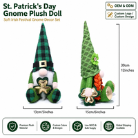 Ensemble de poupées gnomes en peluche Saint Patrick, deux styles, 30 cm, chapeau à carreaux, décoration trèfle, OEM ODM, vente en gros personnalisée en vrac