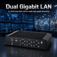 Nueva PC Industrial sin Ventilador con Doble LAN, DDR4, 6 Puertos COM RS232 RS485, Pantalla HD-MI VGA para Kiosco de Pago Industrial