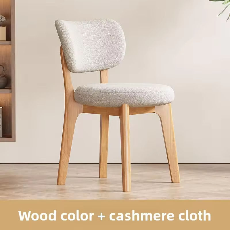 โครงไม้สีธรรมชาติ - เบาะผ้าขนแกะสีขาว