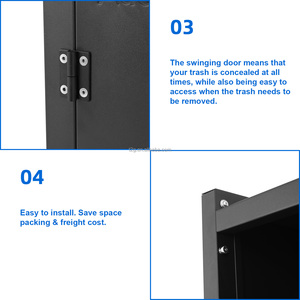 Contenedor de Basura Comercial Negro, Cubo de Basura, Bandeja de Reciclaje, Estación de Reciclaje con Acceso Frontal - Product Image 4