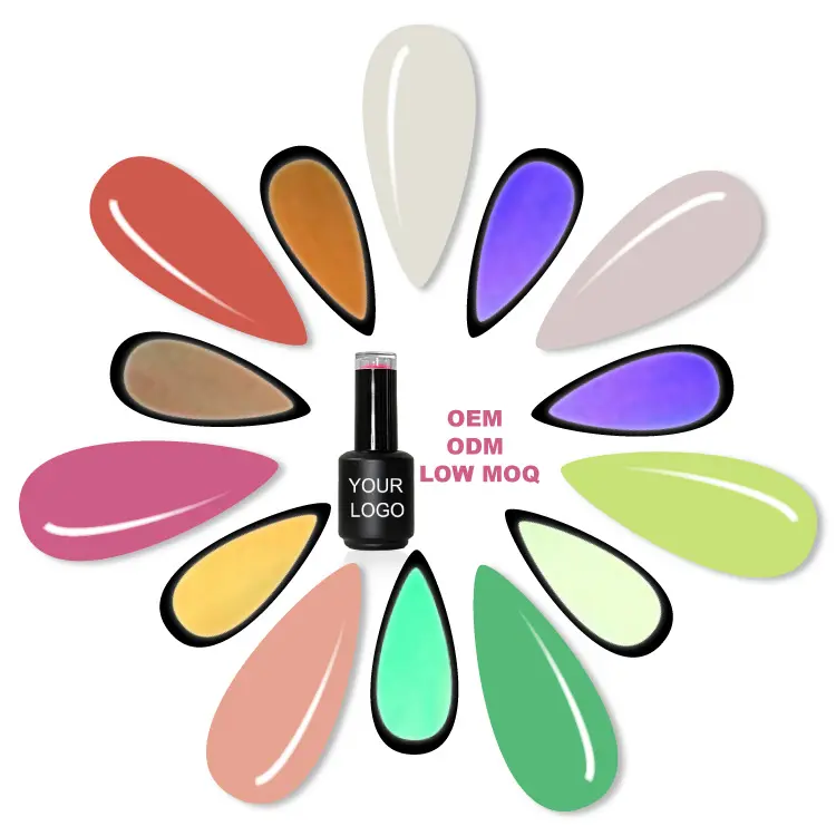 Esmalte de uñas de gel UV para salón de uñas con logotipo personalizado OEM, Etiqueta Privada, capa superior de base de botella de 15ml, blanco lechoso desnudo, remojo