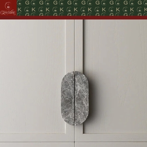 Gabinete de Doble Puerta GOLDKING con Tiradores Ovalados de Mármol, Color Rosso Grigio Emperador, Fabricación Personalizada OEM ODM Directo de Fábrica - Product Image 2