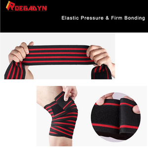 Halter Fitness güvenlik ürünü için yüksek elastik sıkıştırma diz koruyucu bandaj Rodillera - Product Image 4
