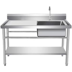 Évier de cuisine en acier inoxydable SS201 à égouttoir unique, épaisseur 1,0 mm, 1200/1500 mm, pour usage commercial - Product Image 3