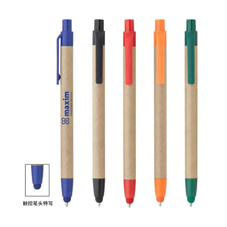 متعددة الوظائف ستايلس حماية البيئة ورقة قلم ، الأخضر مفهوم قلم شاشة اللمس ، الإعلان مخصص شعار