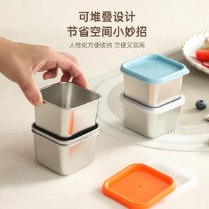 Bol à sauce carré en acier inoxydable 304, sauce tomate, 180 ml/6 oz, design créatif, récipient avec couvercle, étanche, hermétique, plat à sauce - Product Image 4