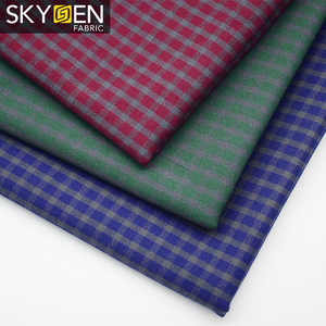 Guangzhou skygen usine en gros instock à carreaux teints 100% coton hommes chemise tissu - Product Image 3