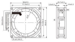 Ventilateur de refroidissement CC 80x80x25mm Petit ventilateur de refroidissement CC 80mm à grande vitesse 12V <span class=keywords><strong>12</strong></span> Volt Moteur <span class=keywords><strong>d</strong></span>'extraction de chaleur Ventilation pour purificateur <span class=keywords><strong>d</strong></span>'<span class=keywords><strong>air</strong></span> - Product Image 6