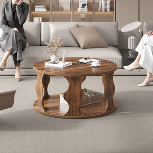 Hot Selling Modern Elegant Holzmaserung <span class=keywords><strong>2</strong></span>-Tier Storage Round Center Couch tisch für Wohnzimmer - Product Image 3