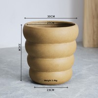 Pot Bunga Semen Motif Spiral Sederhana Nordik Ukuran Ekstra Besar, Model Punggung Kura-kura, untuk Tanaman Taro, Lily, Bambu, dan Tanaman Lainnya