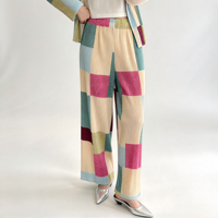 Ensemble plissé de qualité supérieure à livraison rapide, blazer color block de créateur et pantalon large pour tenue de villégiature, pour les boutiques mondiales