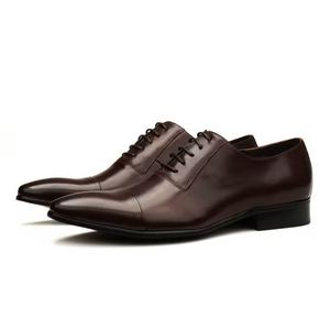 New Style British Leather Shoes-men's Cowhide Pointed-toe Lace-up Waterproof Autumn Business Formal Shoes-trendy Men's Shoes - Product Image 4