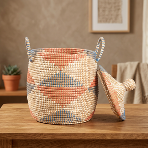 Colorful 30x30xH25 cm Seagrass Foldable <b>Laundry</b> Basket VINACRAFT JSC Ready for Export Vietnam Home Clothes <b>Storage</b> Customized - Product Image 3