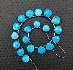Haute Qualité 19 Pièces Lisse En Forme De Coeur Briolette Perles Belle Bleu Ciel Turquoise Gemme Brin Véritable Qualité - Product Image 4