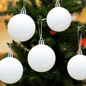 Set Of White Round Plastic Christmas Decorations Ball Tree Ornaments
