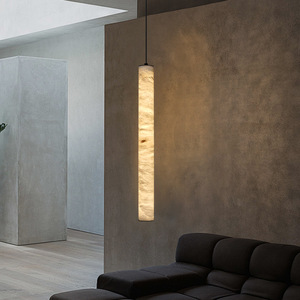 Lámpara colgante de mármol, cilindro largo, LED, para dormitorio, sala de estar, comedor - Product Image 2